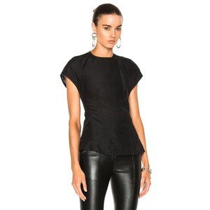 RICK OWENS HERON MURMUR JACKET BLACK SHORT SLEEVE MOTO ASYMETRICAL ZIP US 8